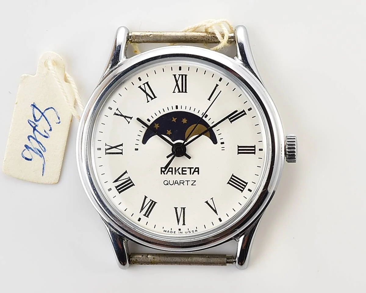 TIME CAPSULE: Vintage Soviet Raketa Moon Phases quartz watch, New Old Stock (NOS)!