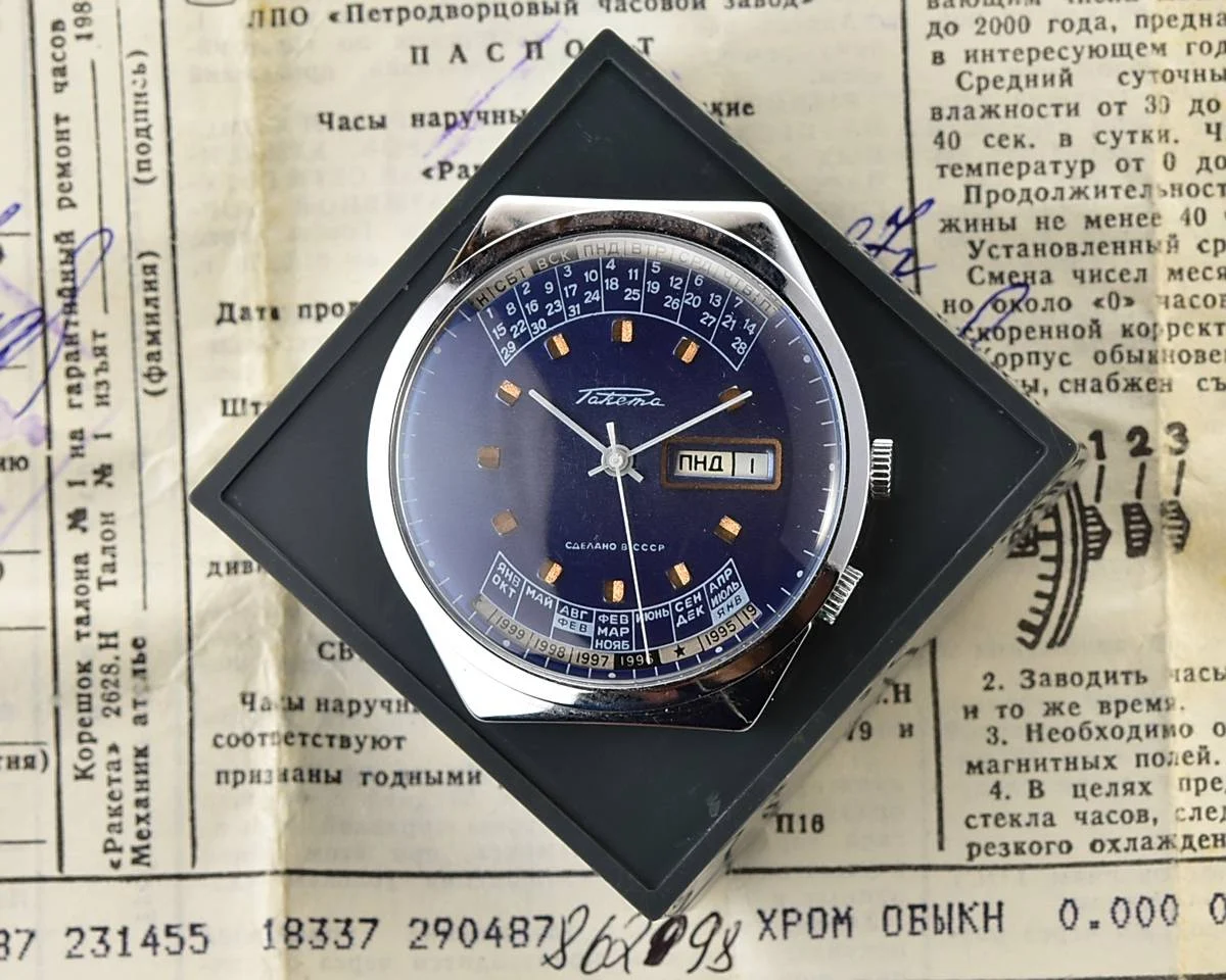 TIME CAPSULE: Vintage Soviet Raketa perpetual calendar watch - New Old Stock (NOS)!