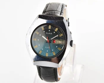 Slava Soviet mechanical vintage watch with teal dial