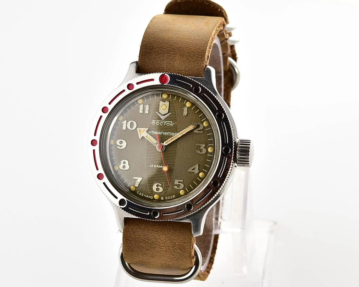 Vostok Amphibia mechanical watch + genuine leather NATO Commander strap!