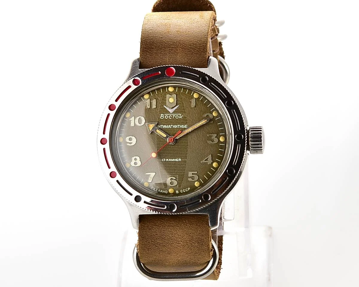 Vostok Amphibia mechanical watch + genuine leather NATO Commander strap!