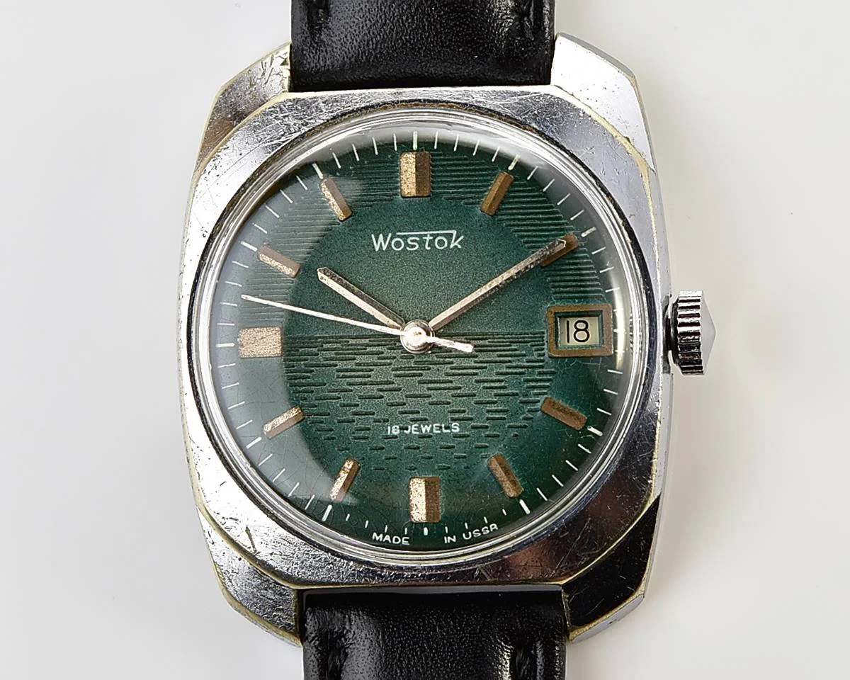 Export Wostok (Vostok) mechanical watch with beautiful textured teal dial