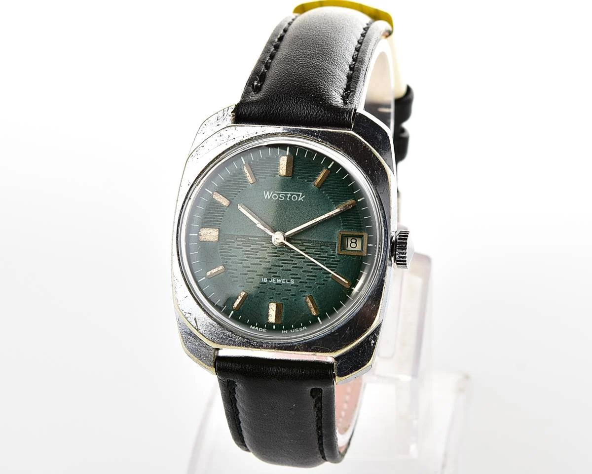 Export Wostok (Vostok) mechanical watch with beautiful textured teal dial