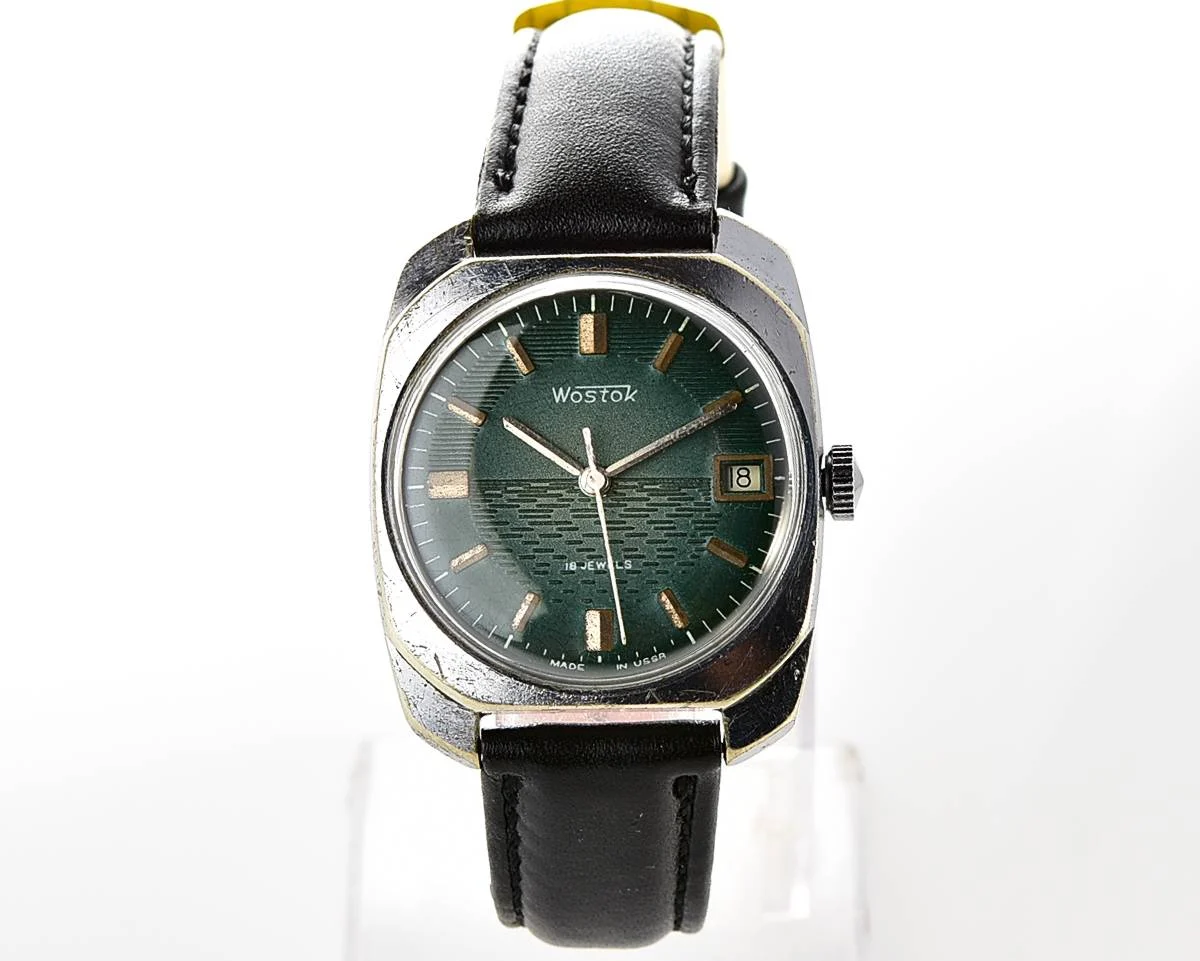 Export Wostok (Vostok) mechanical watch with beautiful textured teal dial