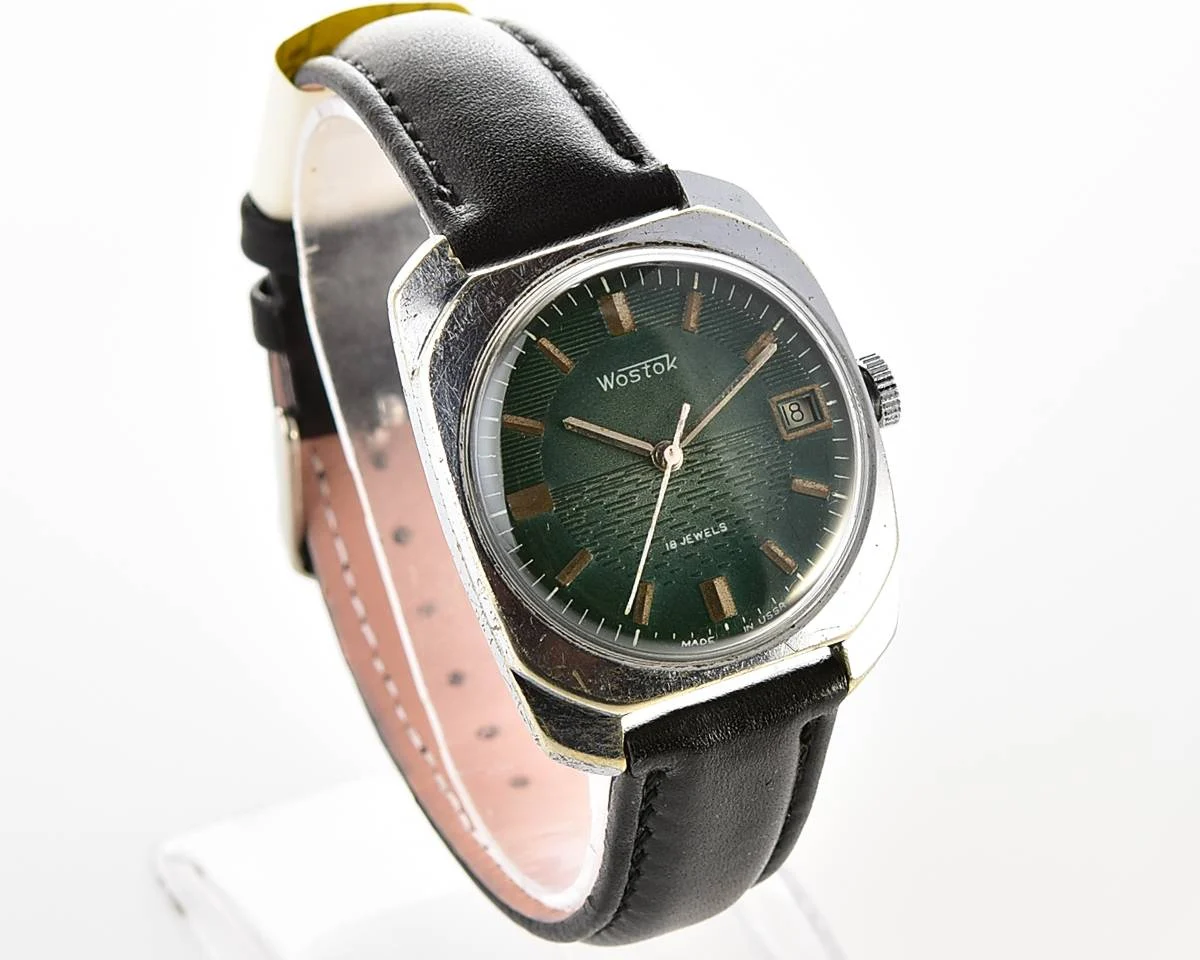 Export Wostok (Vostok) mechanical watch with beautiful textured teal dial
