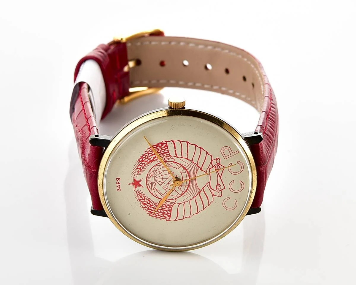 Large Soviet mechanical watch Zaria with Coat of arms of the USSR