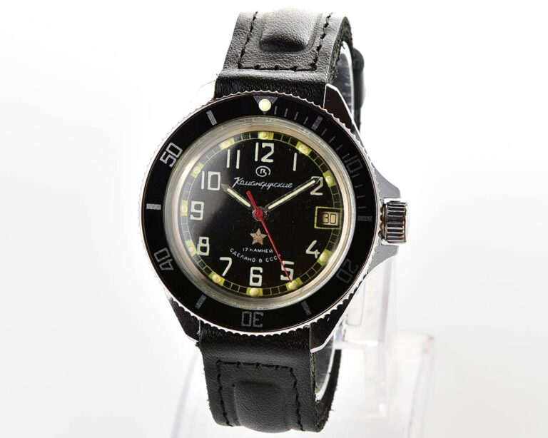 Soviet Vostok Komandirskie vintage mechanical wristwatch - with black bezel