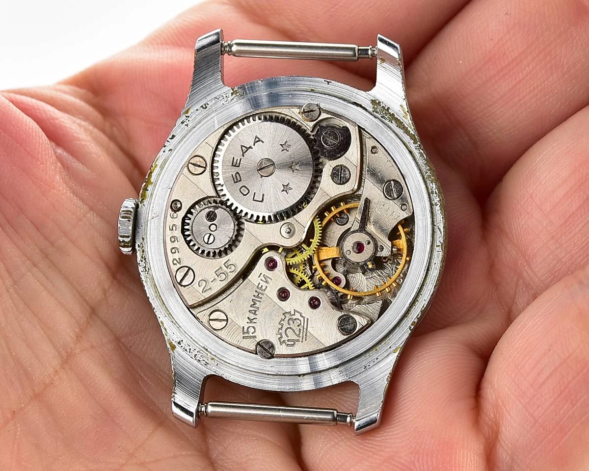 Exceptionally well preserved Soviet Pobeda from 1955 + exquisite Sturmanskie compass strap!
