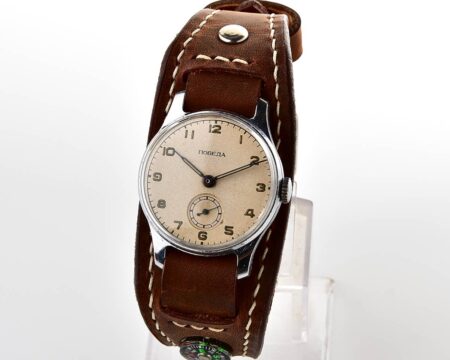 Exceptionally well preserved soviet POBEDA from 1955 + exquisite Sturmanskie compass strap!