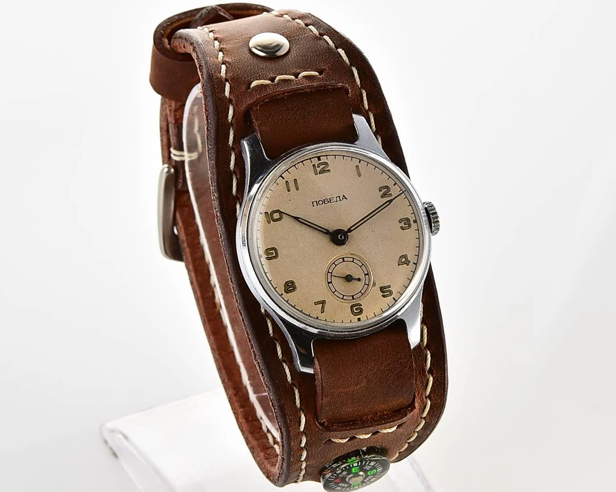 Exceptionally well preserved Soviet Pobeda from 1955 + exquisite Sturmanskie compass strap!