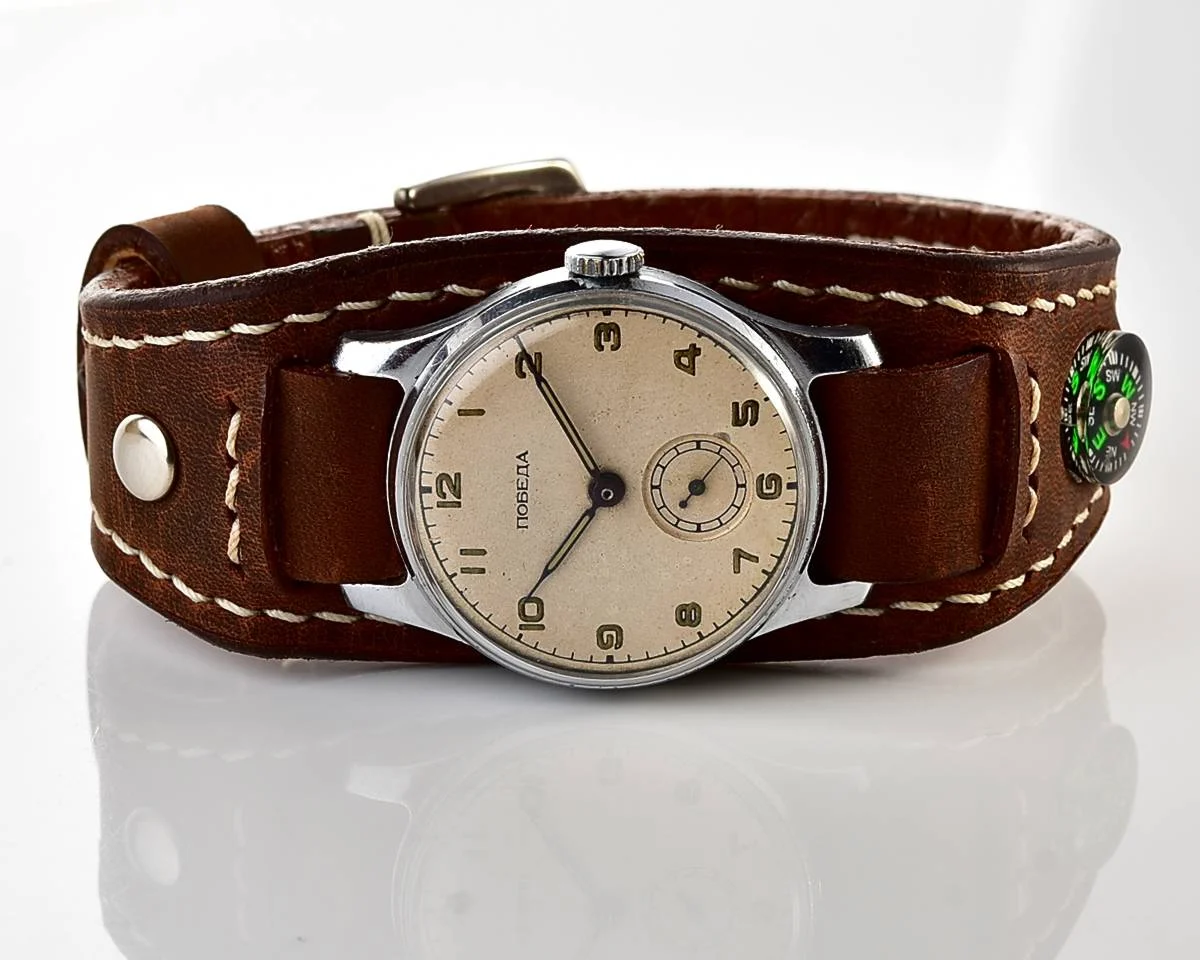 Exceptionally well preserved Soviet Pobeda from 1955 + exquisite Sturmanskie compass strap!