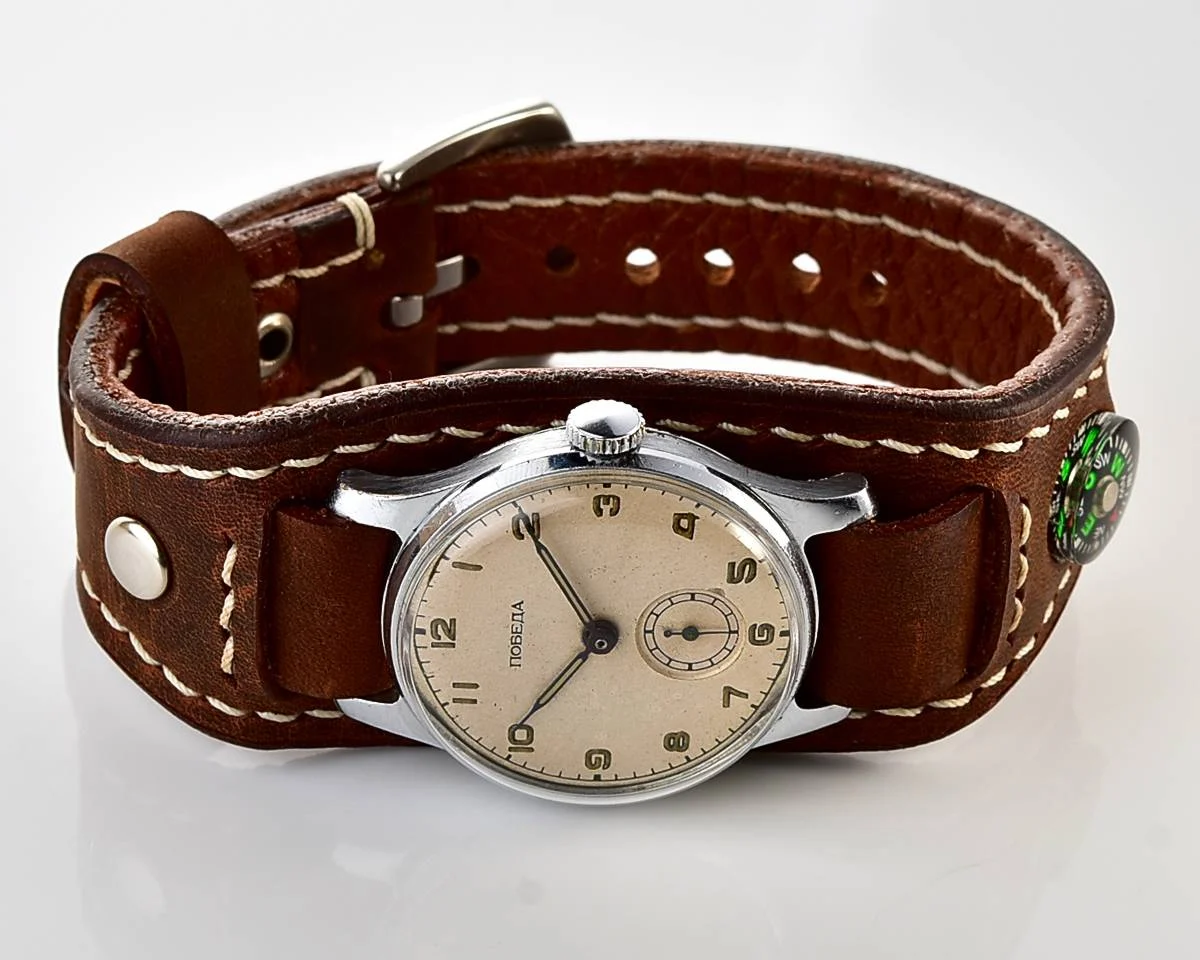 Exceptionally well preserved Soviet Pobeda from 1955 + exquisite Sturmanskie compass strap!