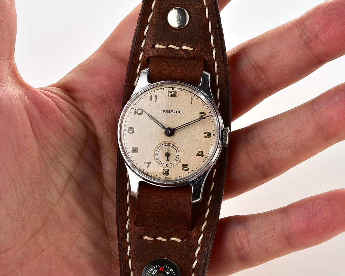 Exceptionally well preserved Soviet Pobeda from 1955 + exquisite Sturmanskie compass strap!
