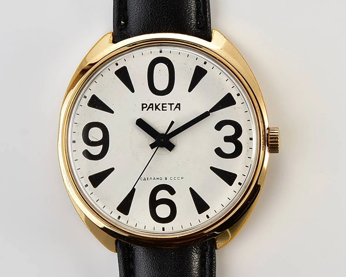 Soviet mechanical gold-plated watch Raketa "big zero"