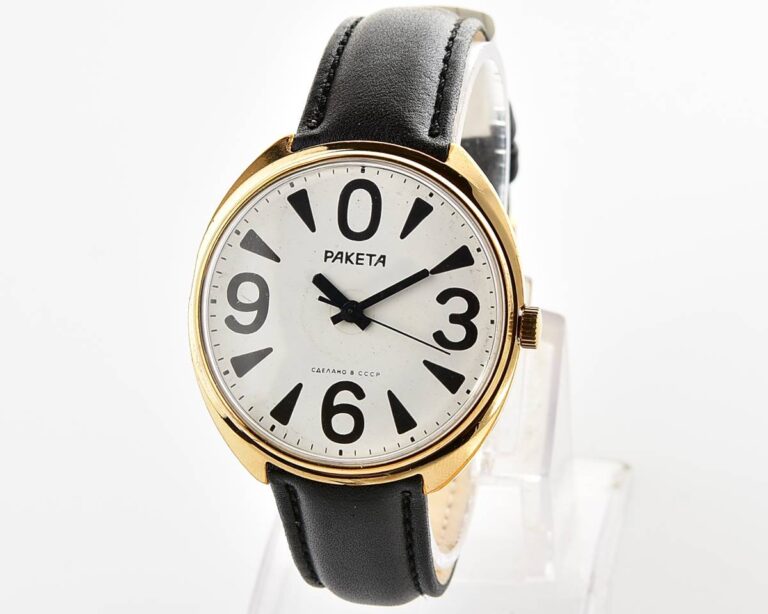 Soviet mechanical gold-plated watch RAKETA "big zero"