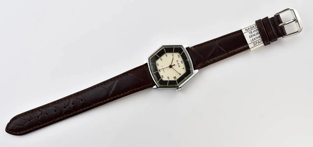 Hexagonal Slava Soviet mechanical vintage watch