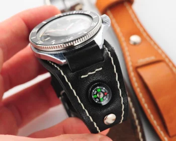 Sturmanskie genuine leather compass strap - black - 18mm