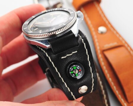 Sturmanskie genuine leather compass strap - black - 18mm