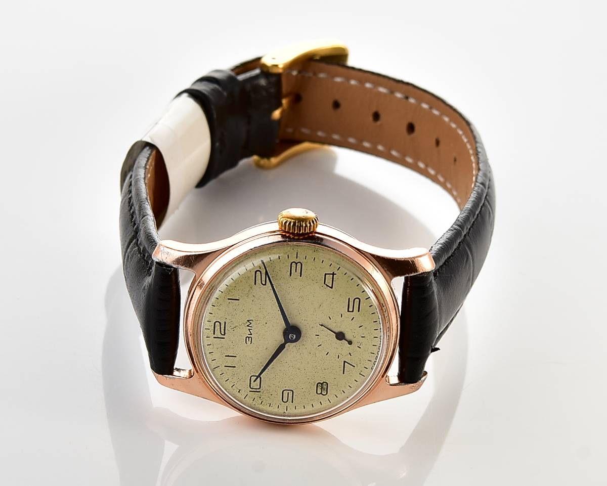 Vintage soviet ZiM mechanical watch with engraved back