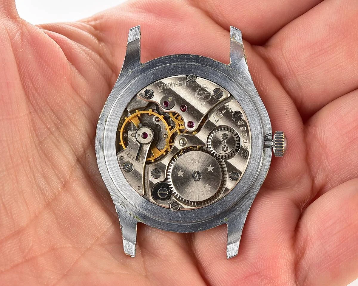 Excellent Soviet vintage Kama mechanical watch from the 1st quarter of 1957 + handmade Sturmanskie compass strap!