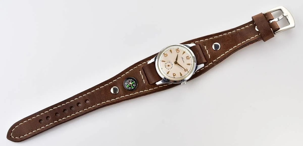 Excellent Soviet vintage Kama mechanical watch from the 1st quarter of 1957 + handmade Sturmanskie compass strap!
