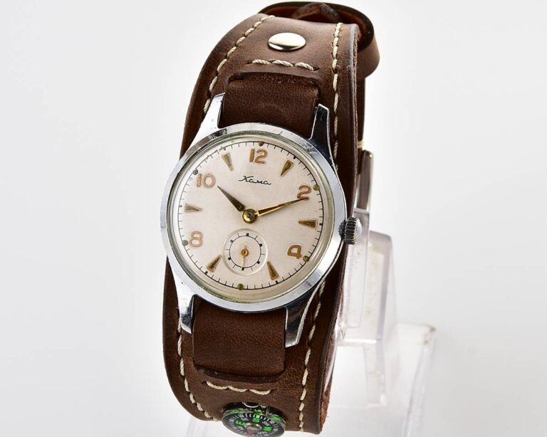 Excellent soviet vintage KAMA mechanical watch from the 1st quarter of 1957 + handmade Sturmanskie compass strap!