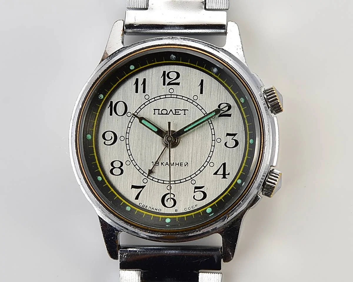 Soviet Poljot-cricket mechanical watch with alarm clock function