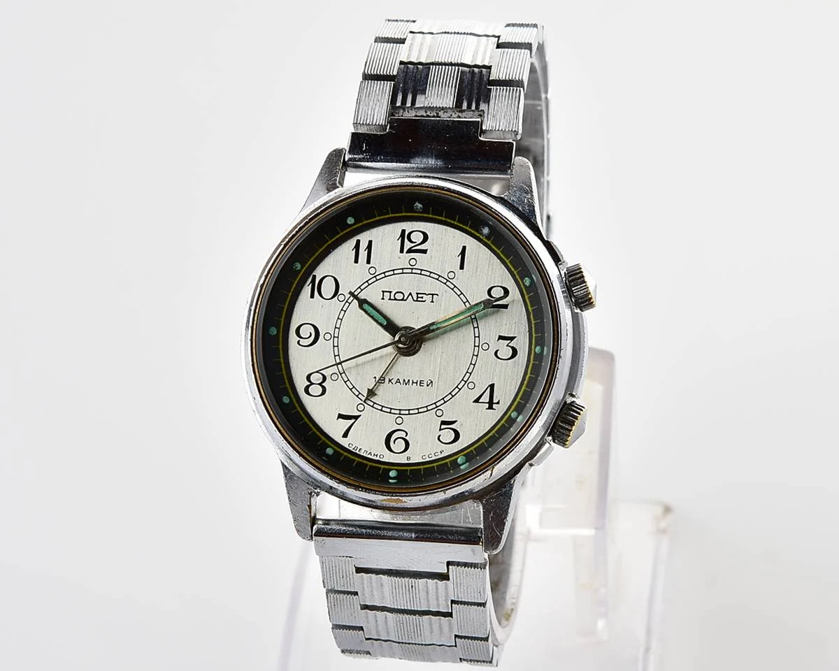 Soviet Poljot-cricket mechanical watch with alarm clock function
