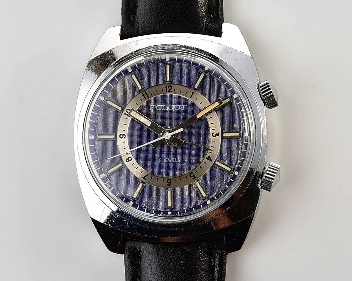 Vintage Soviet Poljot-cricket mechanical watch with alarm function