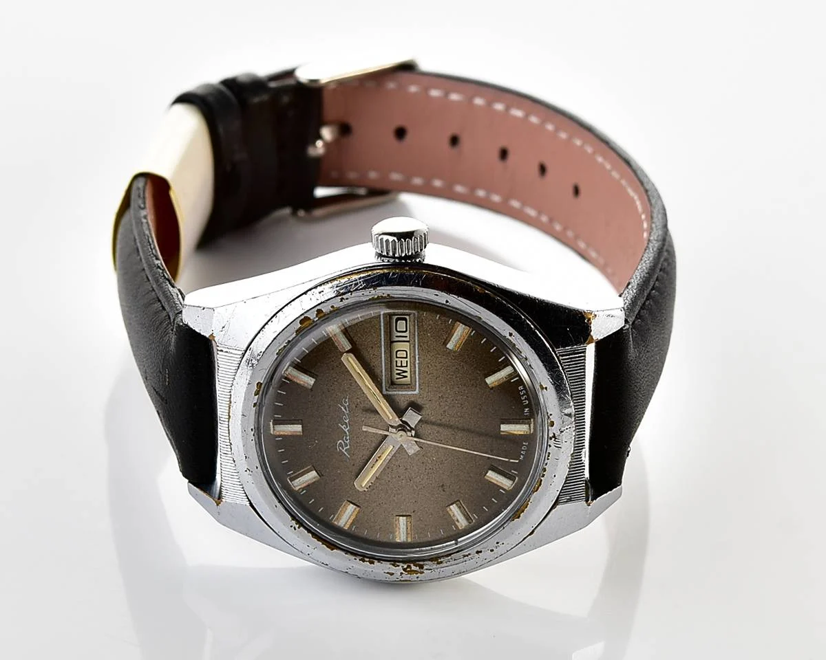 Raketa vintage mechanical wrist watch with double calendar