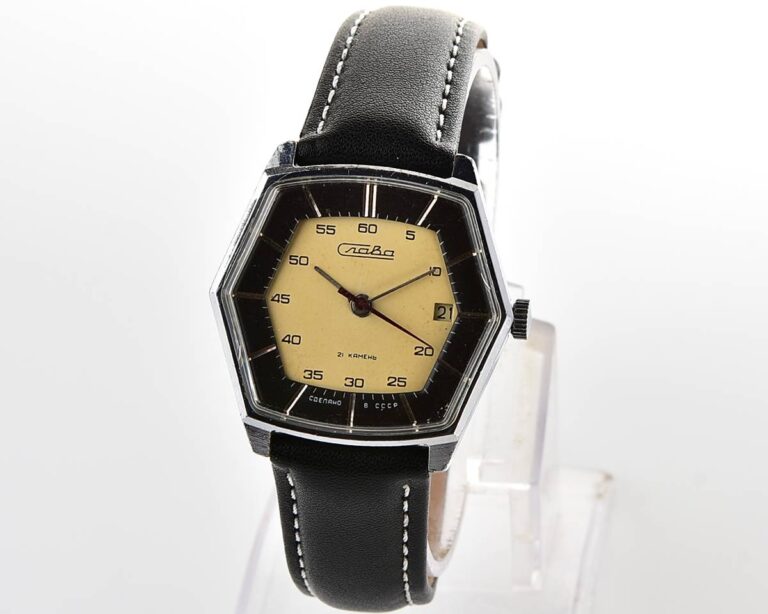 Hexagonal Slava soviet mechanical vintage watch