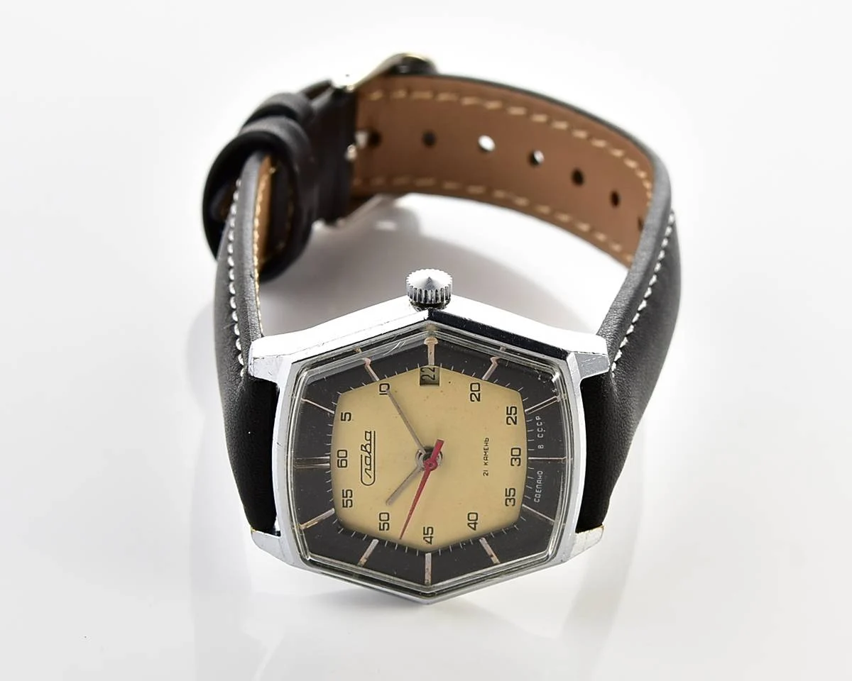 Hexagonal Slava Soviet mechanical vintage watch