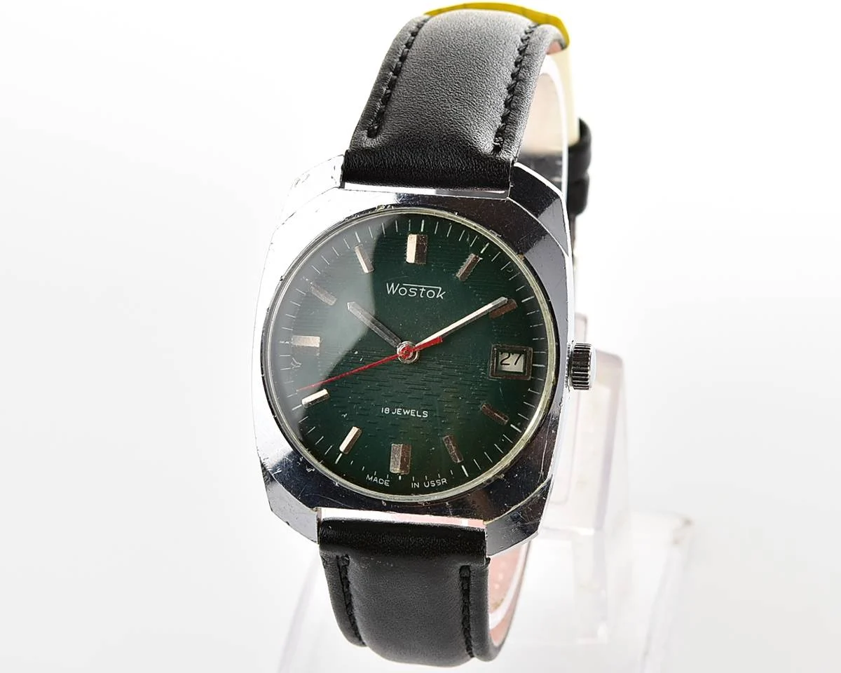 Export Wostok (Vostok) mechanical watch with beautiful textured teal dial
