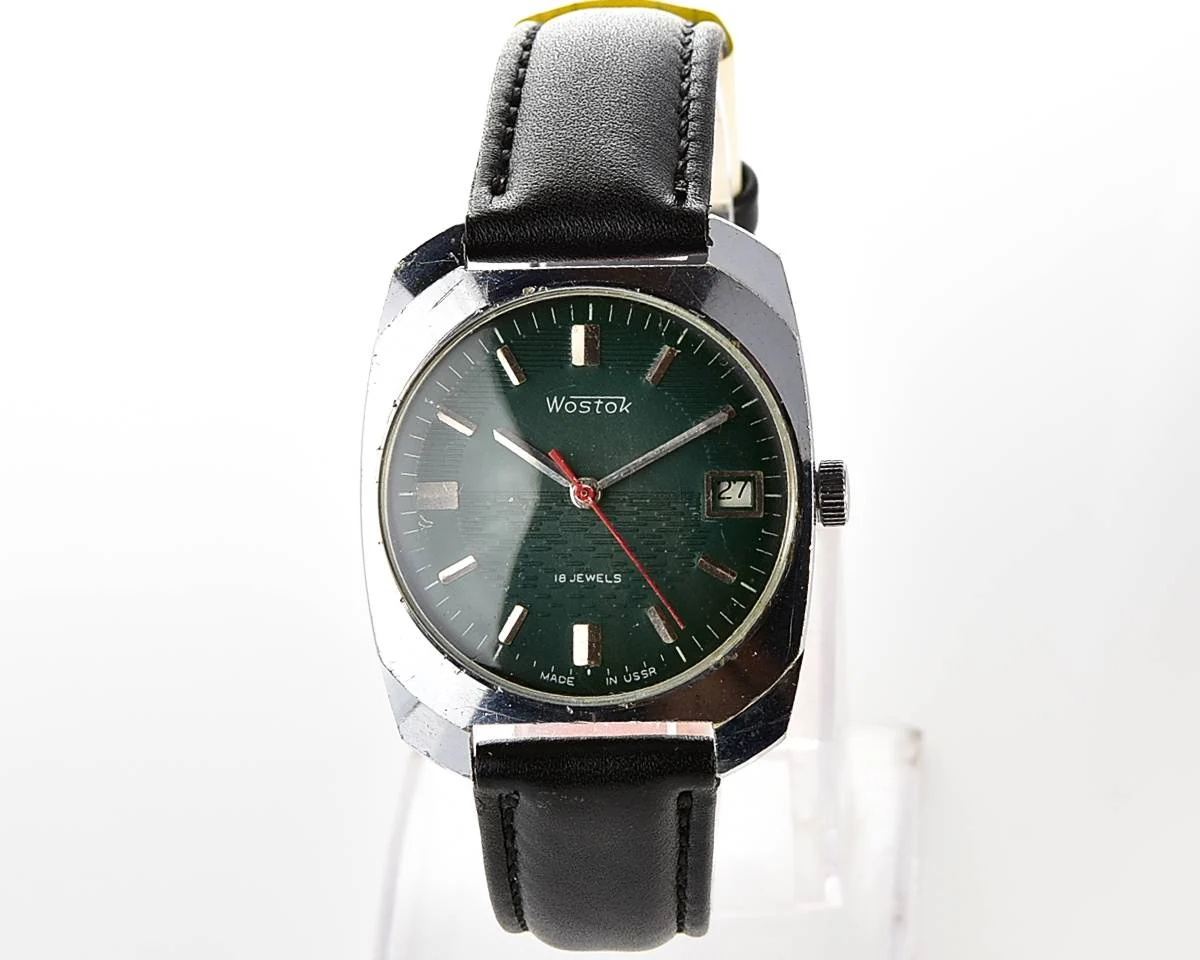 Export Wostok (Vostok) mechanical watch with beautiful textured teal dial
