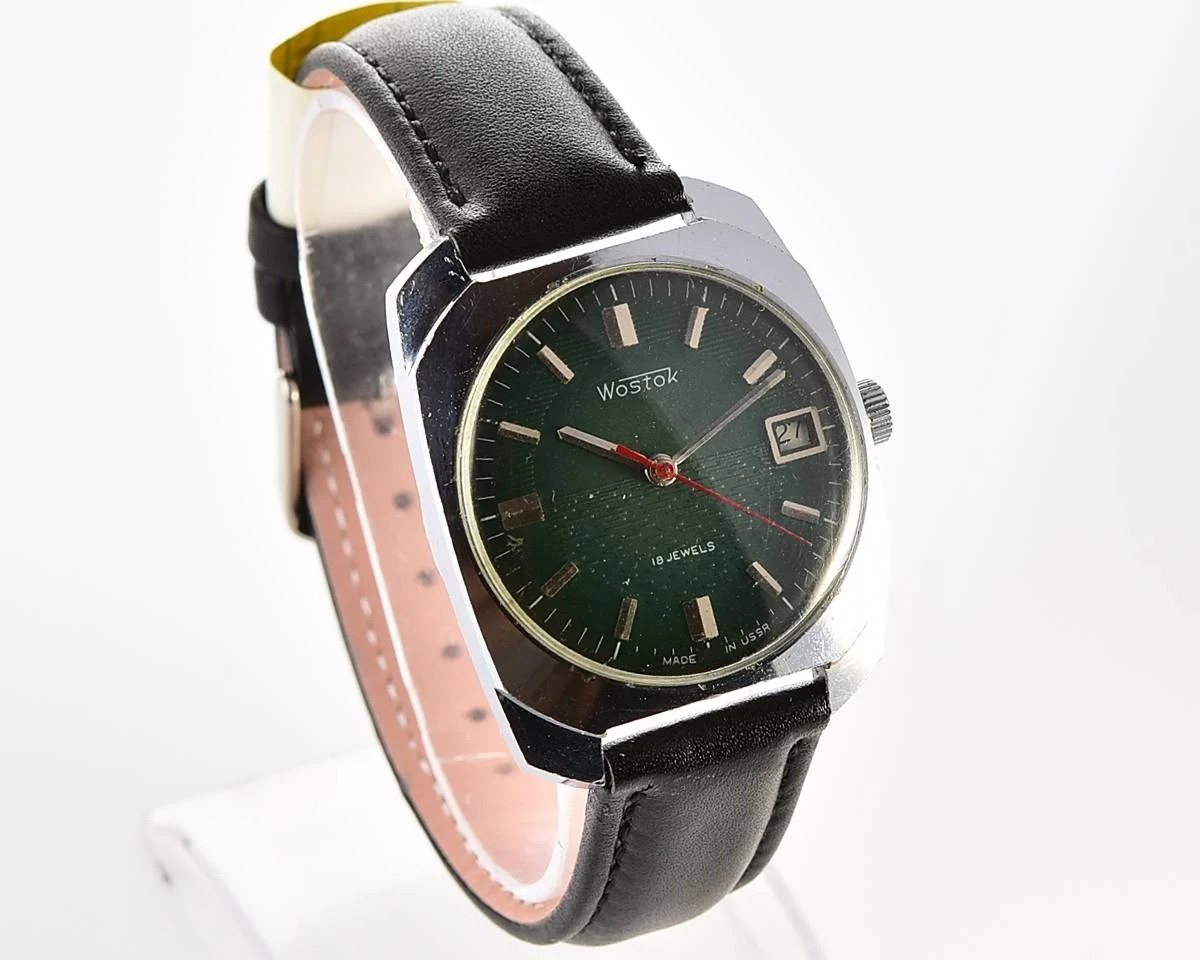 Export Wostok (Vostok) mechanical watch with beautiful textured teal dial