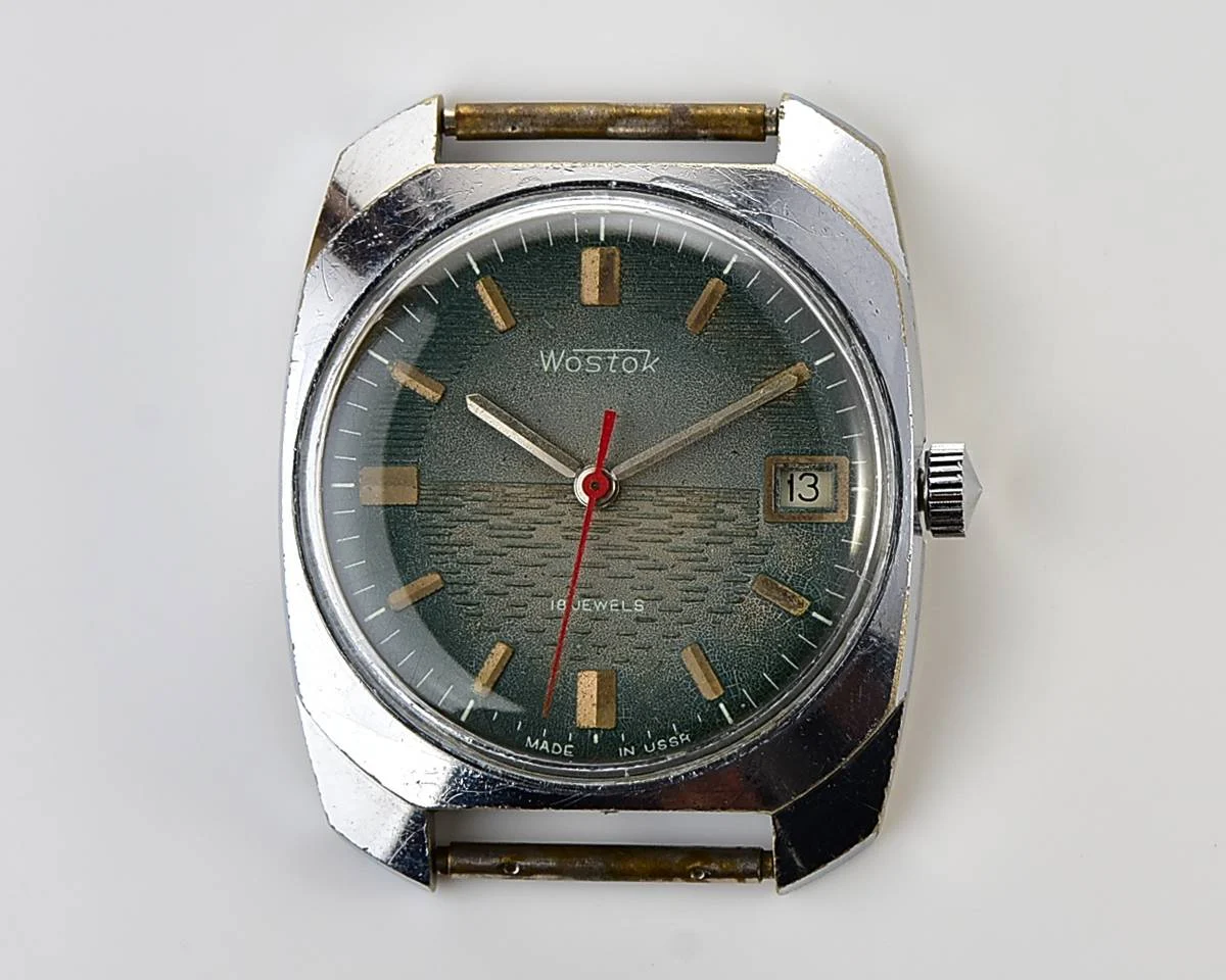 Export Wostok (Vostok) mechanical watch with beautiful textured teal dial