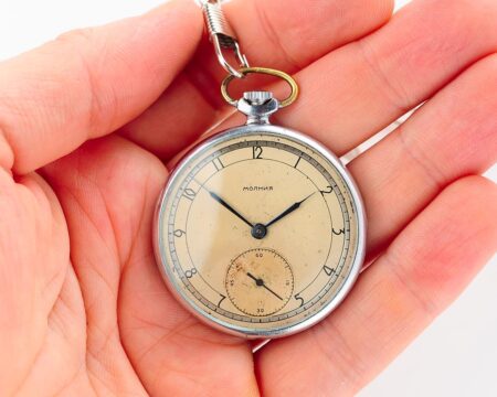 MOLNIJA open face vintage soviet pocket watch, 2nd quarter of 1951!