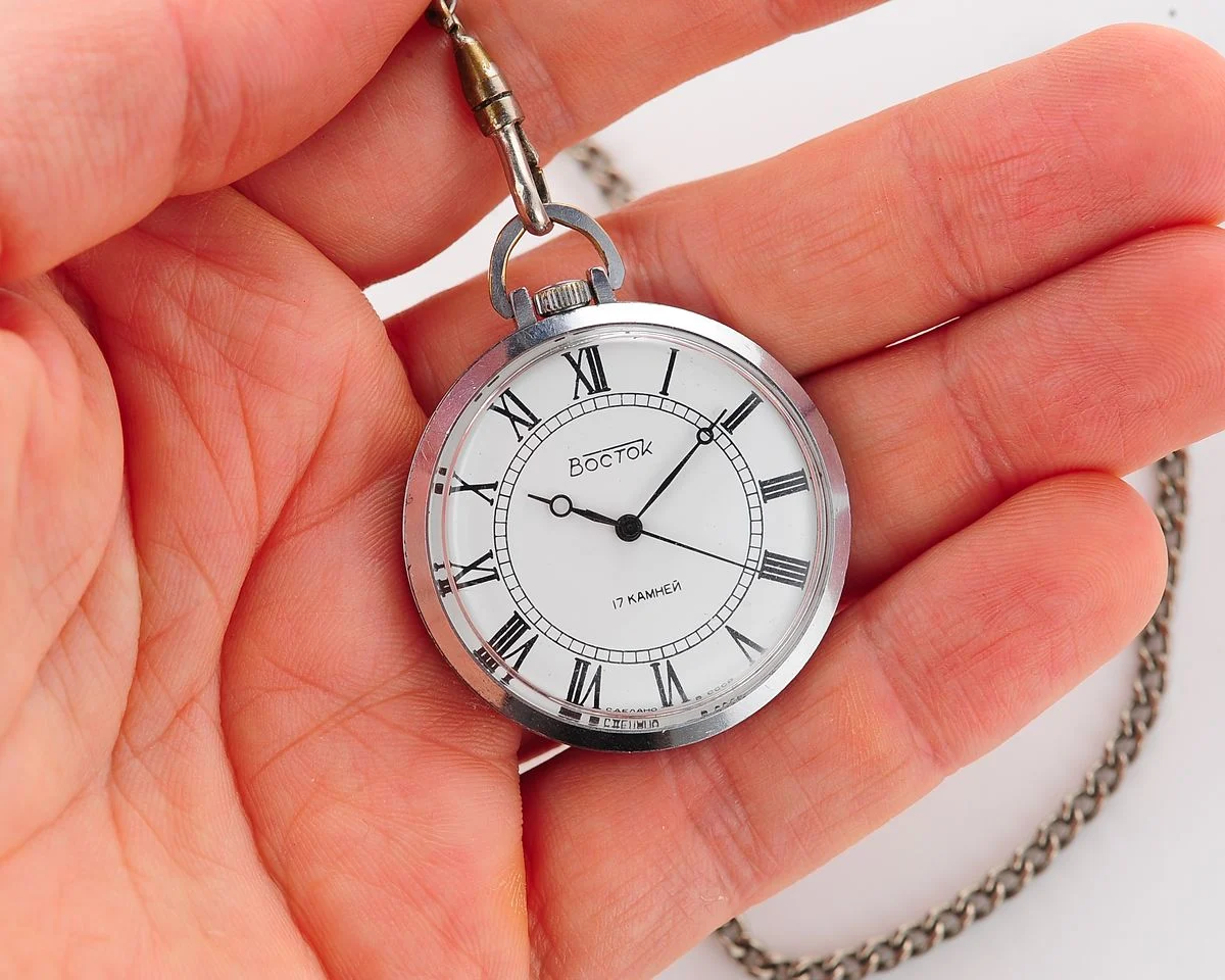 Small Soviet Vostok mechanical pocket watch (can be used as pendant)