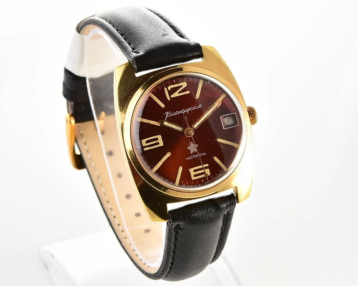 Soviet gold-plated Vostok Komandirskie mechanical watch - Zakaz MO CCCP!
