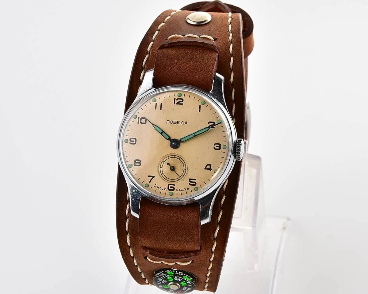 Exceptionally well preserved Soviet Pobeda from 1957 + exquisite Sturmanskie compass strap!
