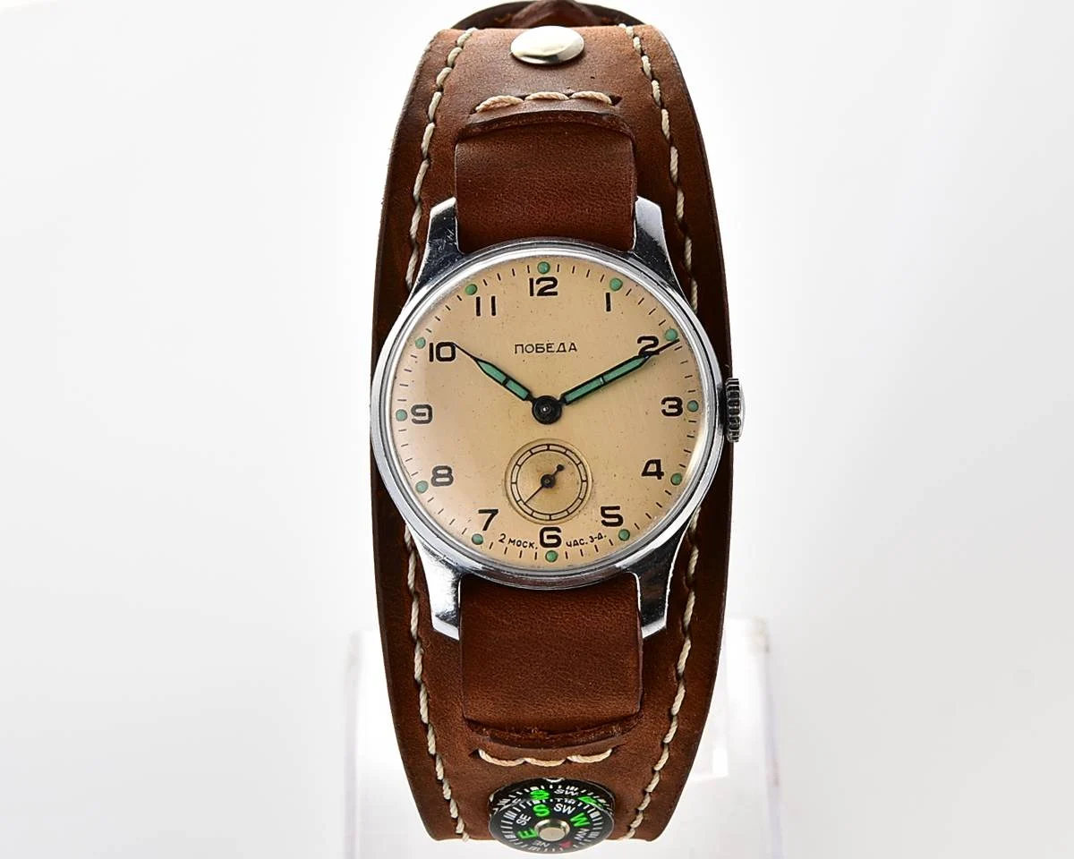 Exceptionally well preserved Soviet Pobeda from 1957 + exquisite Sturmanskie compass strap!