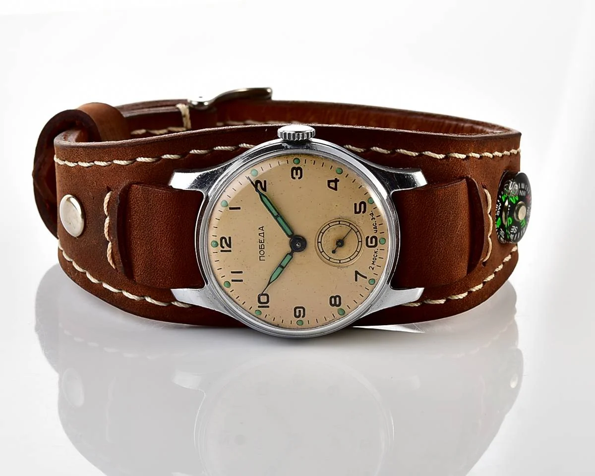 Exceptionally well preserved Soviet Pobeda from 1957 + exquisite Sturmanskie compass strap!