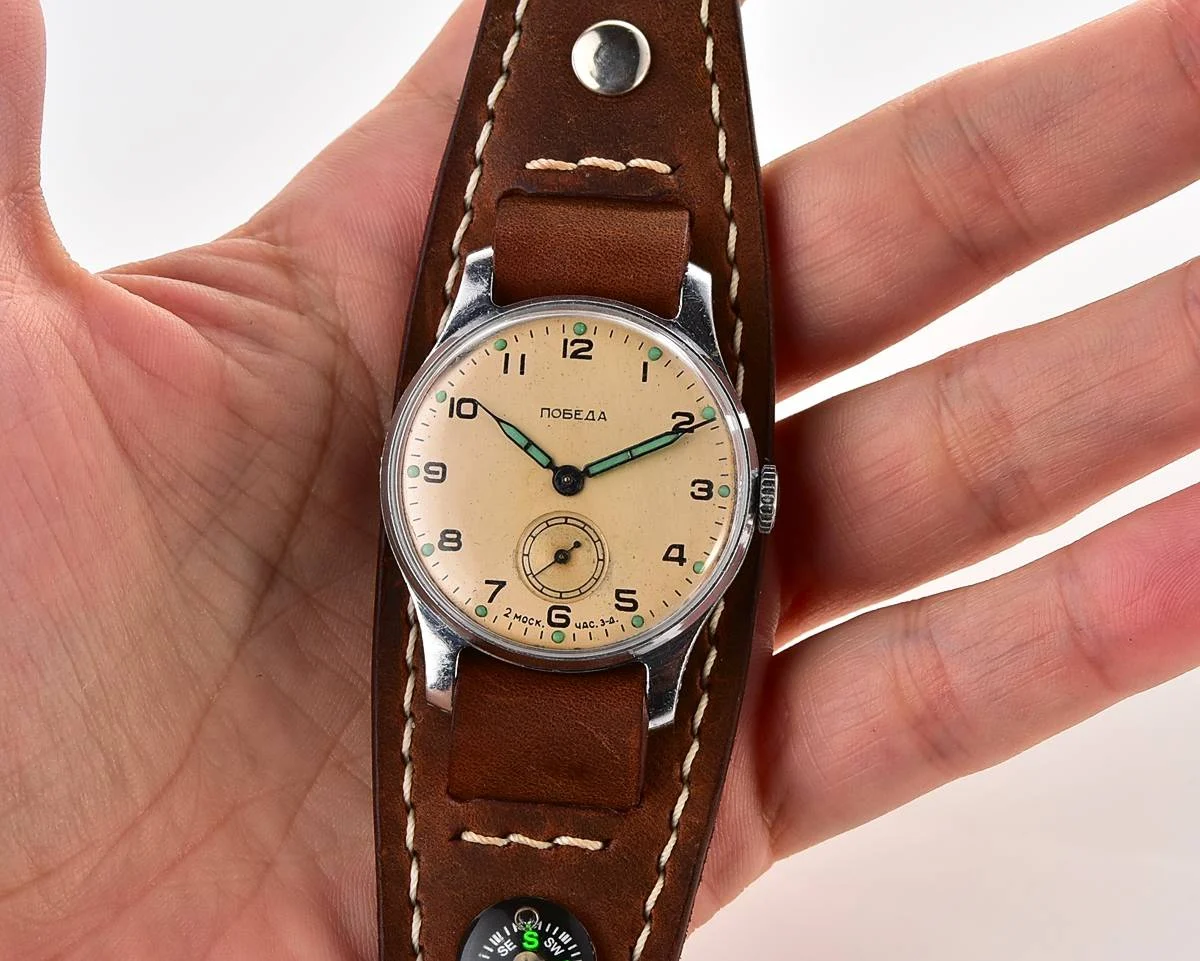 Exceptionally well preserved Soviet Pobeda from 1957 + exquisite Sturmanskie compass strap!