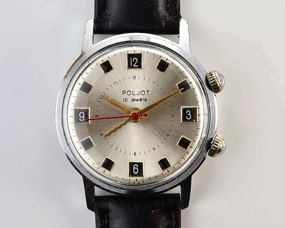 Vintage Soviet mechanical watch Poljot with alarm clock function