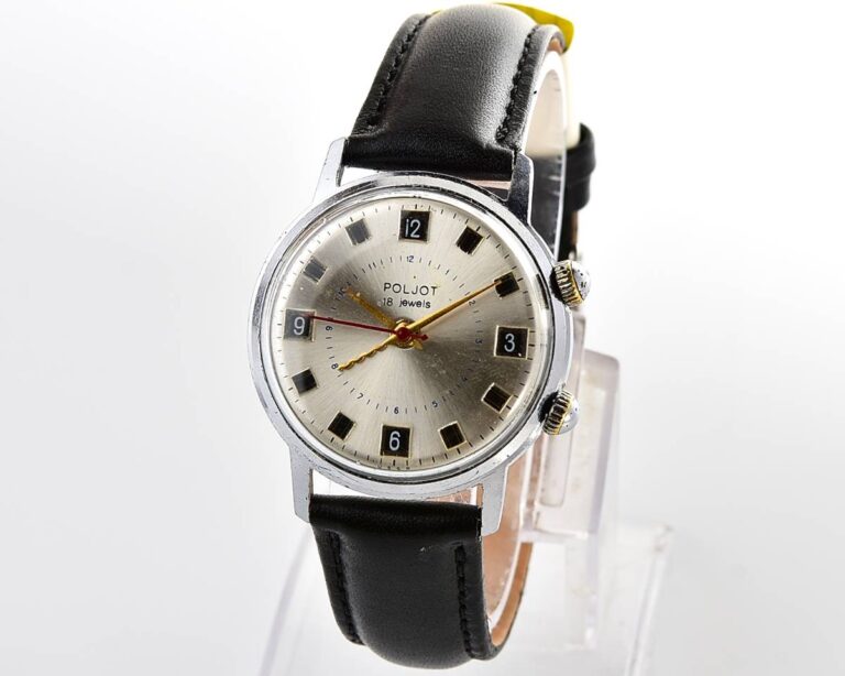 Vintage soviet mechanical watch POLJOT with alarm clock function