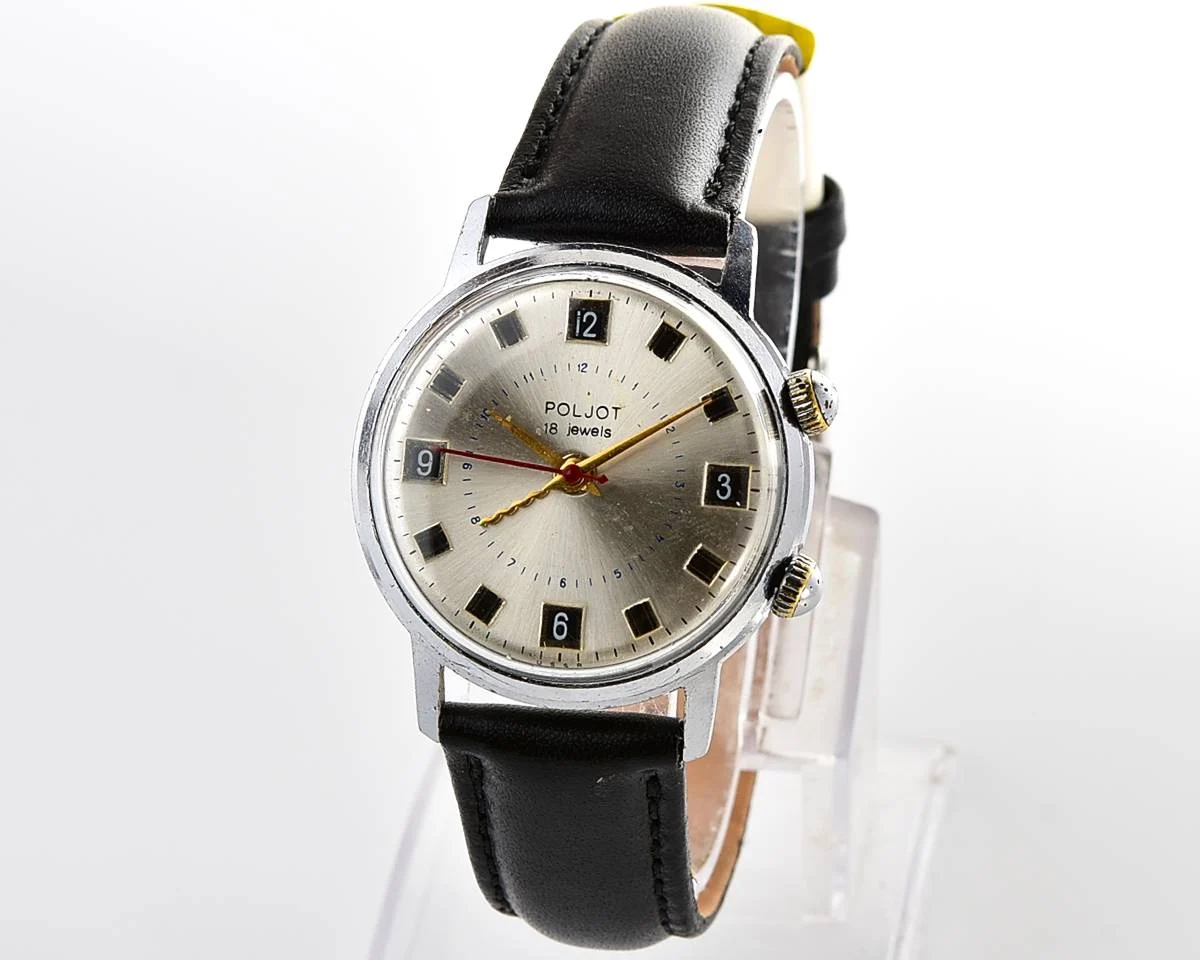 Vintage Soviet mechanical watch Poljot with alarm clock function