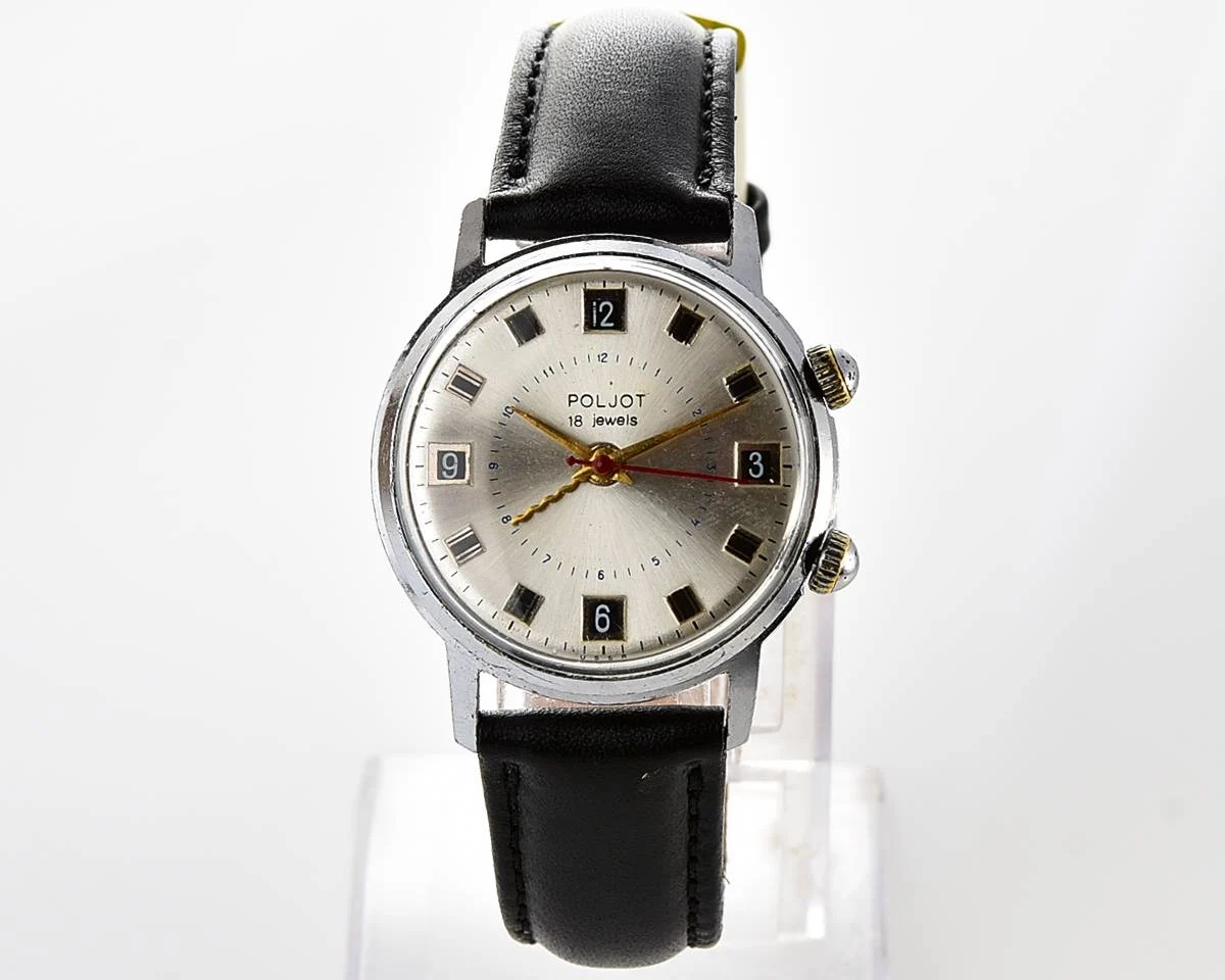 Vintage Soviet mechanical watch Poljot with alarm clock function