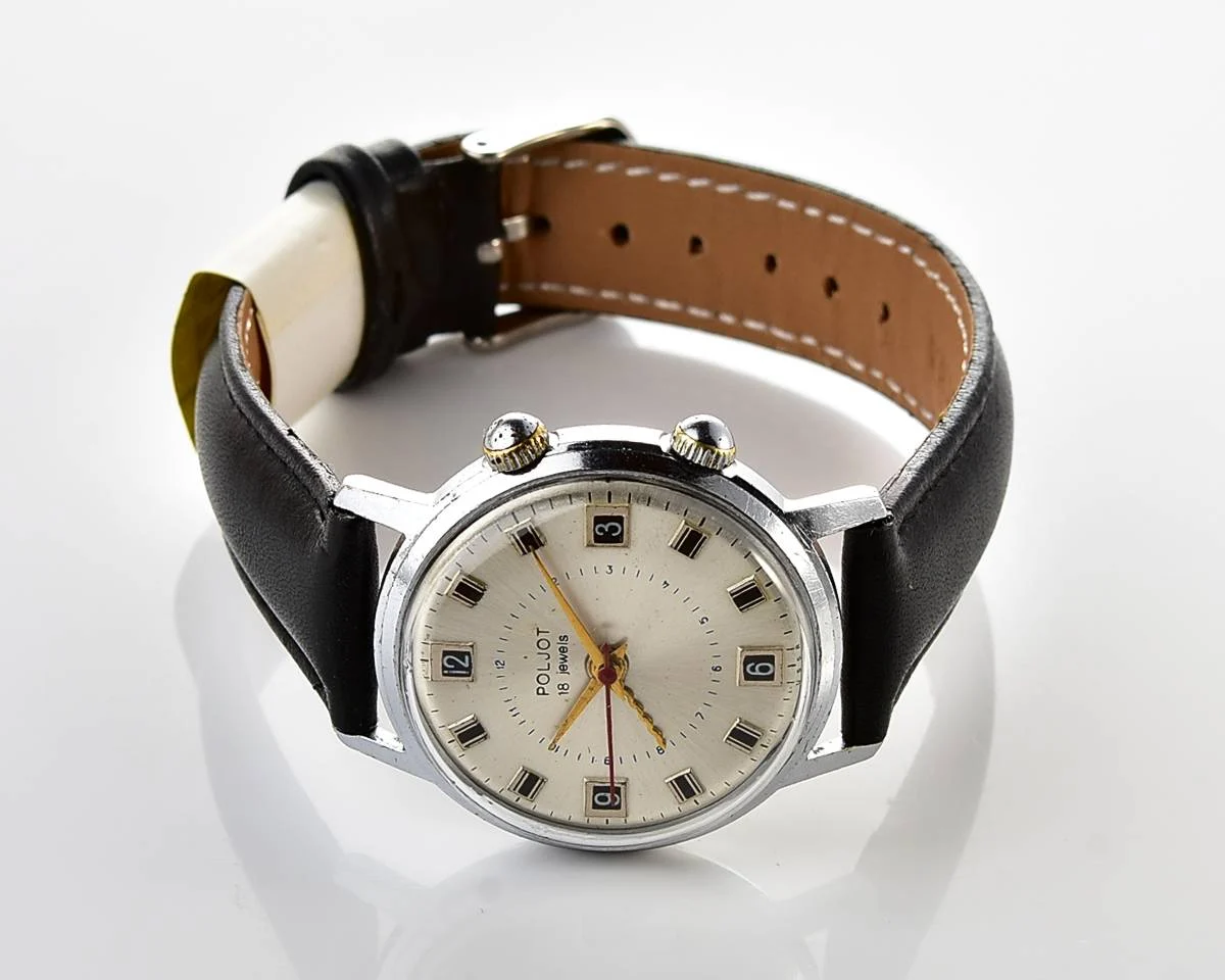 Vintage Soviet mechanical watch Poljot with alarm clock function