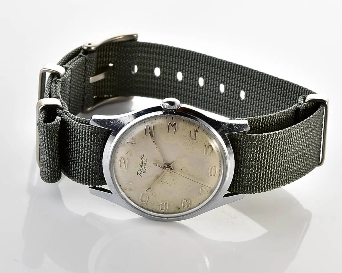 Soviet Raketa Baltica vintage mechanical watch with NATO nylon strap