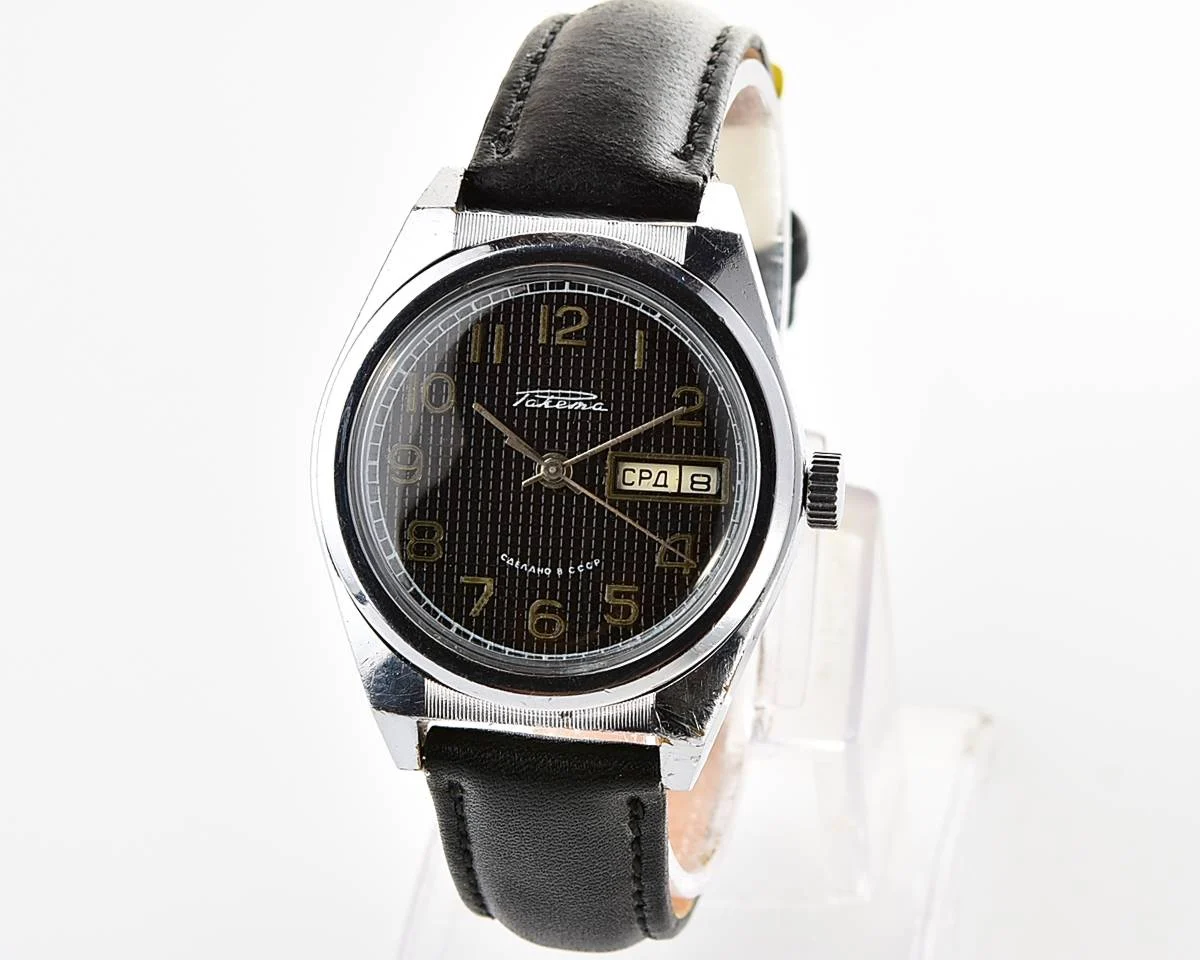 Raketa vintage mechanical wrist watch with double calendar